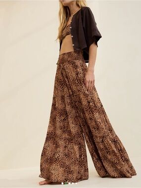 Aerie Leopard Smocked Party Pants